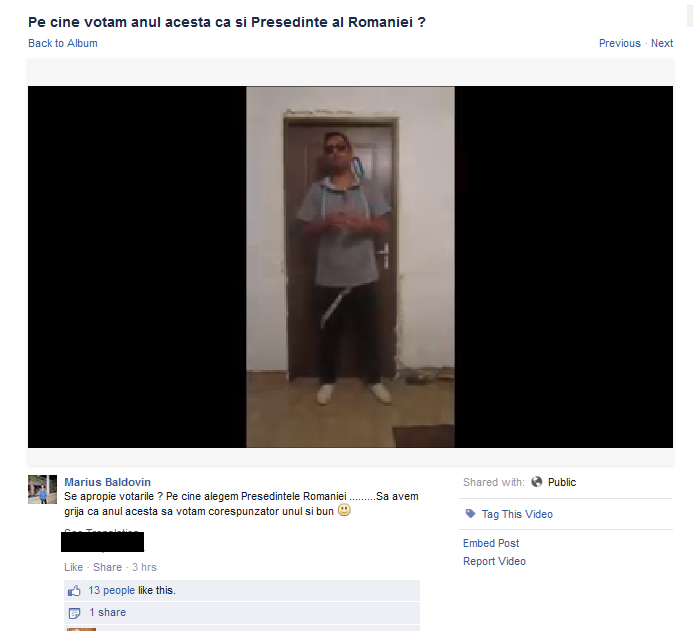 Marius Baldovin a postat un filmulet in care il sustine pe Klaus Iohannis