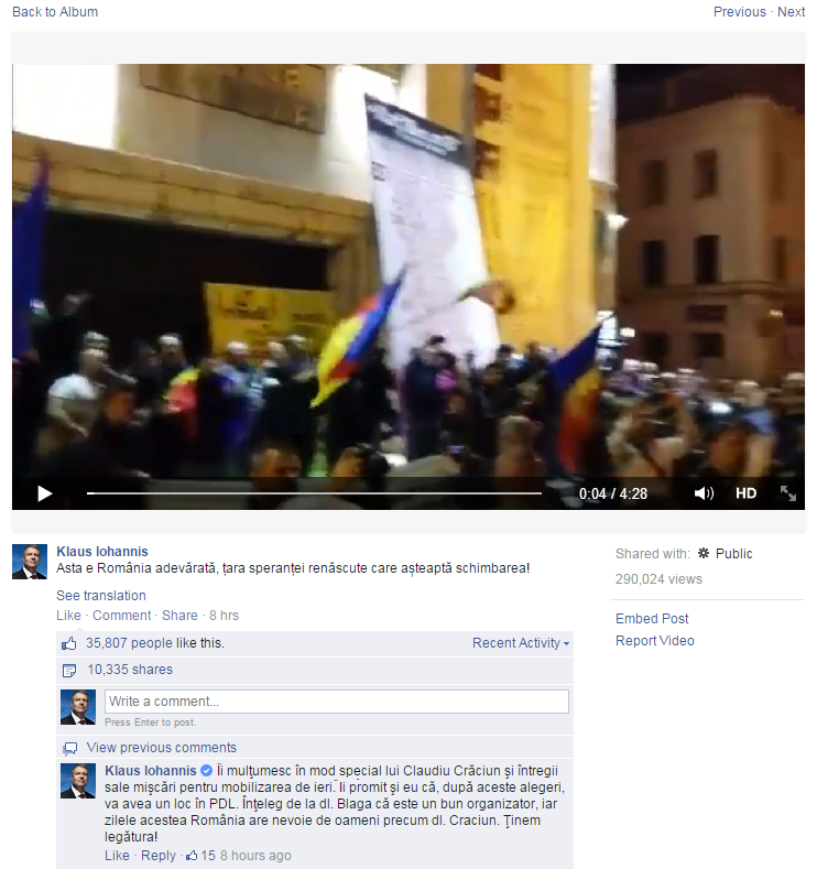 Iohannis i-a multumit public lui Claudiu Craciun pentru organizarea de la proteste