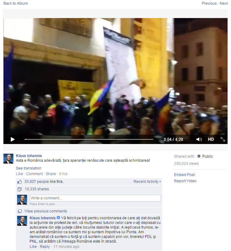 Candidatul ACL a tinut sa le multumeasca si protestatarilor