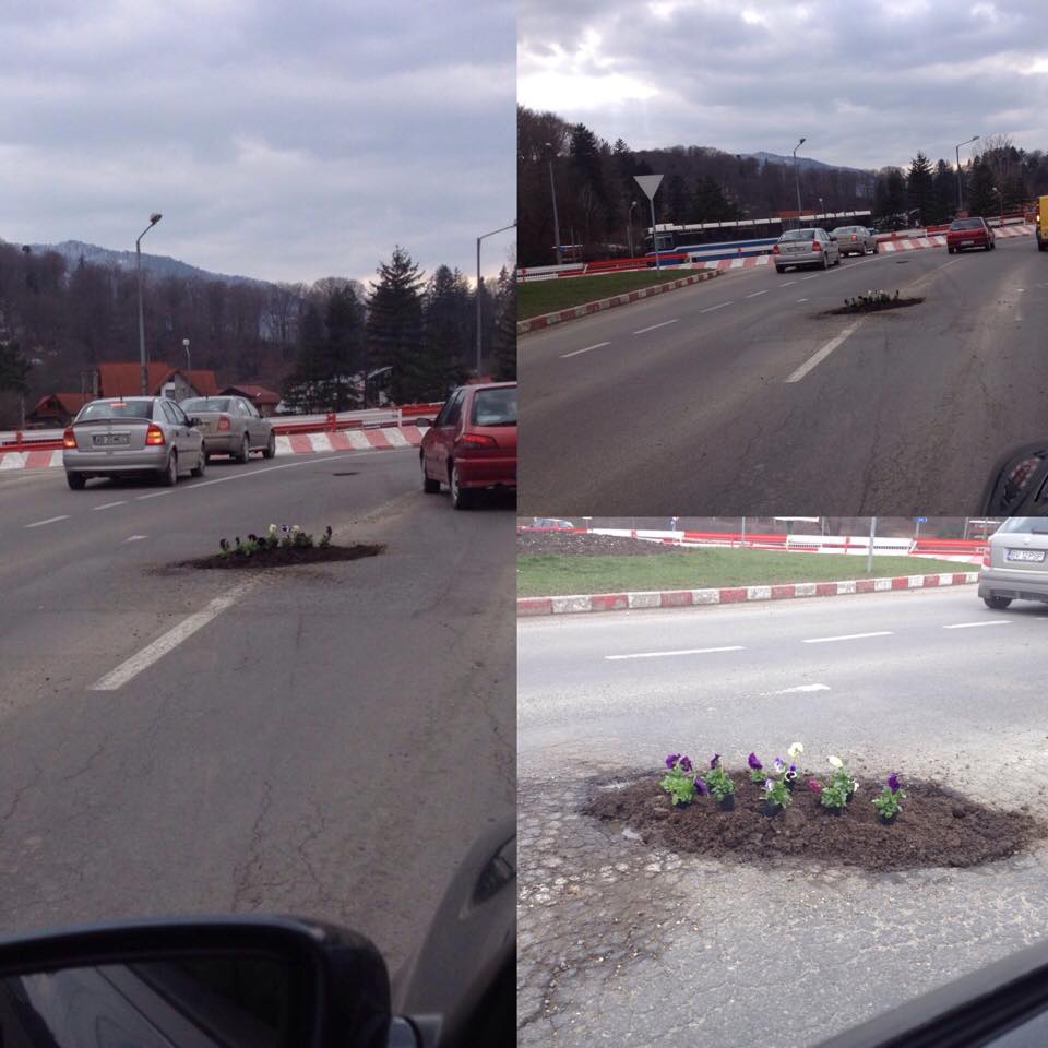 Groapa se afla la intrarea in Brasov