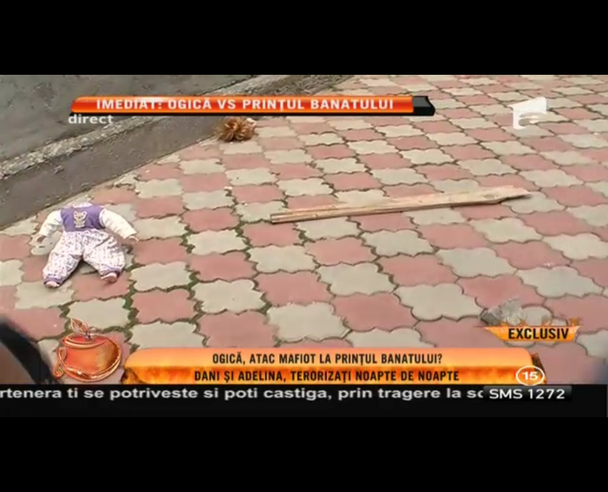 Cantaretul a gasit in curte o ranga si o papusa fara cap