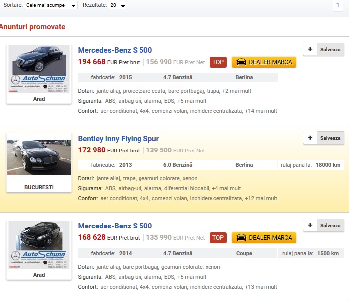 Daca pana acum cateva luni site-urile auto erau pline de anunturi cu masini de lux, ca Maybach sau Rolls Royce, acum cele mai scumpe sunt doar Mercedes si Bentley