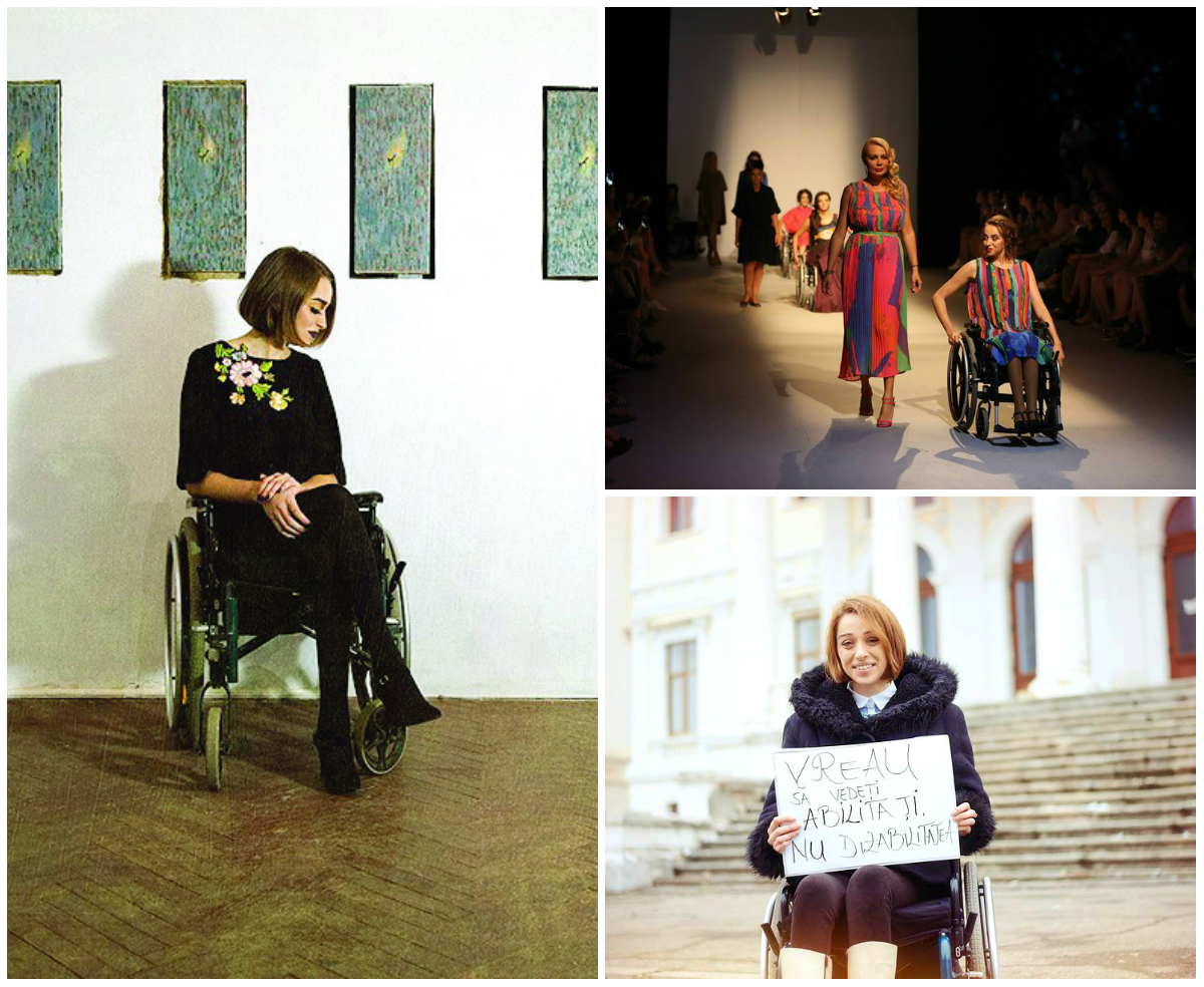 Studenta din Iaşi a defilat alături de Dana Săvuică într-o prezentare de modă dedicată femeilor cu dizabilităţi