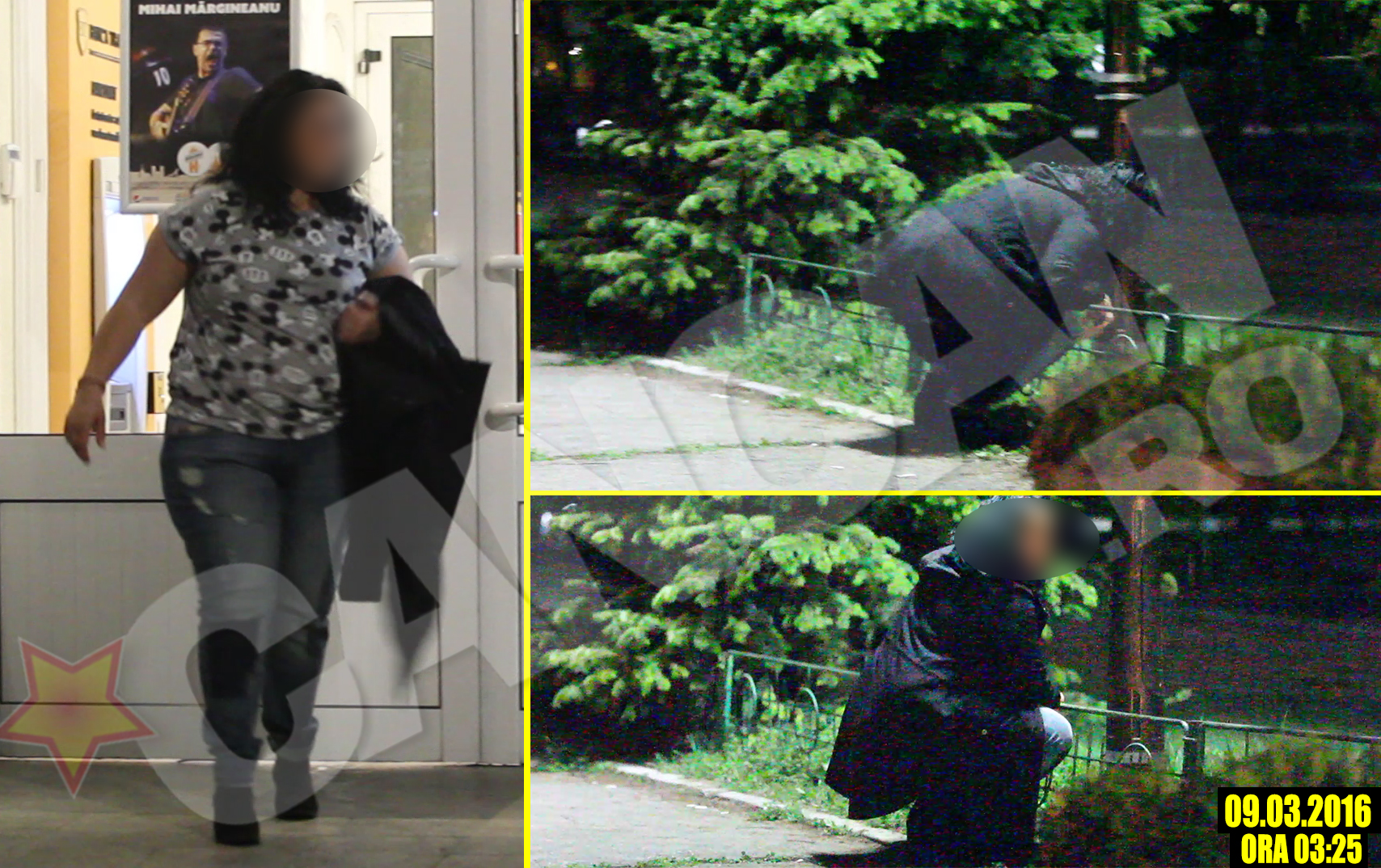 O domnişoară iese veselă din club, dar sfârşeşte într-o discuţie intimă cu tufişurile din jur