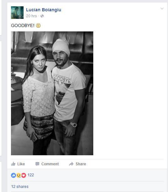 Ultima fotografie postată de Lucian, însoţită de mesajul ''Goodbye''.