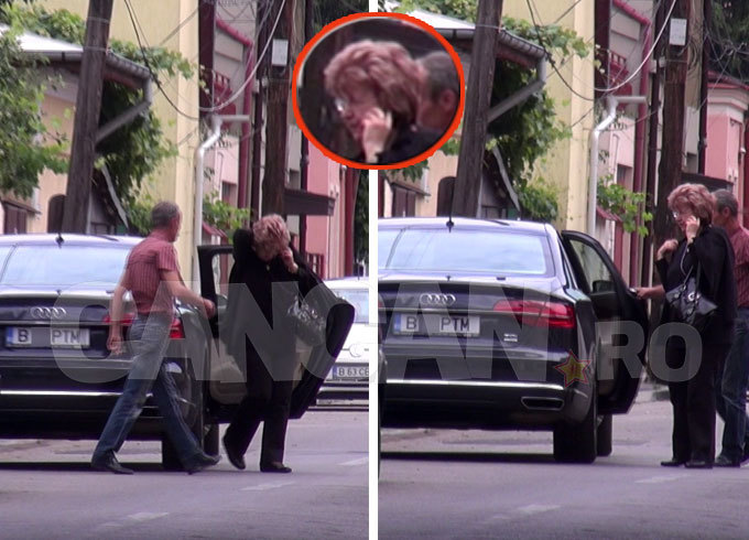 Mariana Gheorghe coboară din limuzină fără ajutorul şoferului