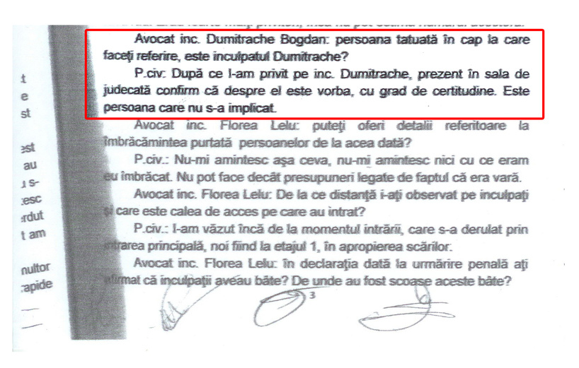 Victima a susţinut în faţa instanţei că nu a fost lovit de Dumitrache, dar judecătorii nu au ţinut cont