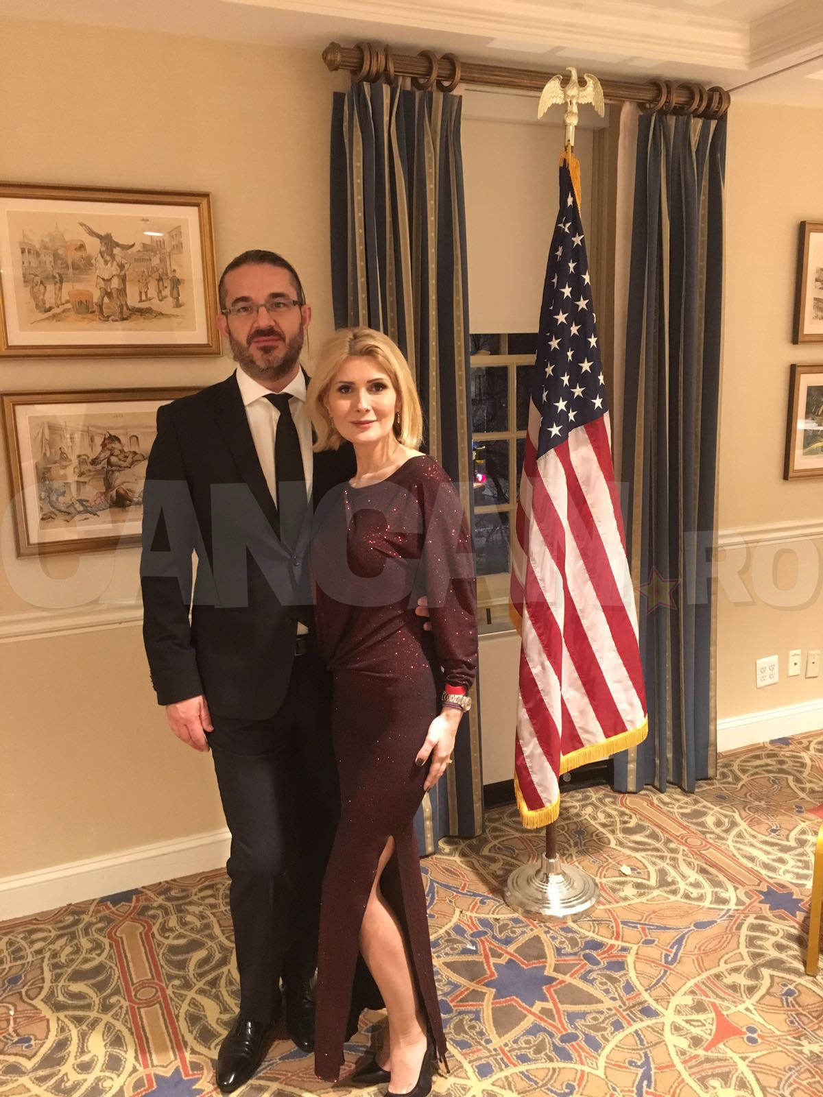 Alessandra Stoicescu şi soţul ei Sergiu Constantinescu, la petrecerea de la Capitol Hill Club