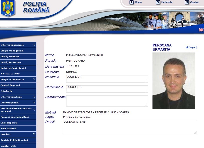 ”Prinţul” a fost dat în urmărire de către poliţişti