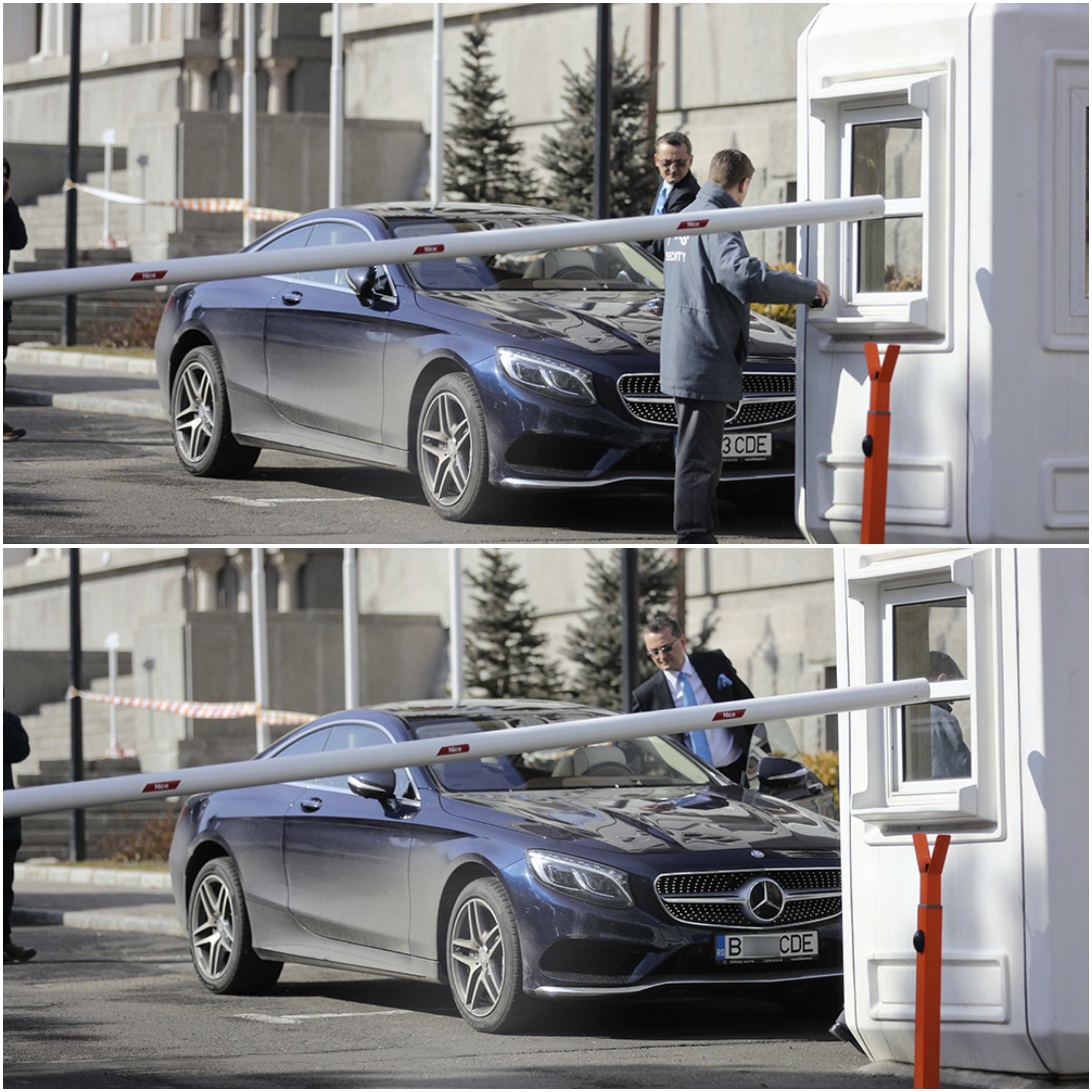 Mihai Tudorancea e ca la el acasă la Primăria Sectorului 1! Şi-a parcat maşina la loc de cinste, chiar lângă cabina de pază