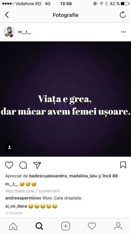 Marius Turcu a postat pe Instagram un mesaj prin care le dezvăluia prietenilor cum reuşeşte să dea uitării problemele