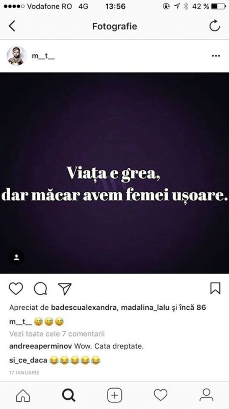 Marius Turcu a postat pe Instagram un mesaj prin care le dezvăluia prietenilor cum reuşeşte să dea uitării problemele