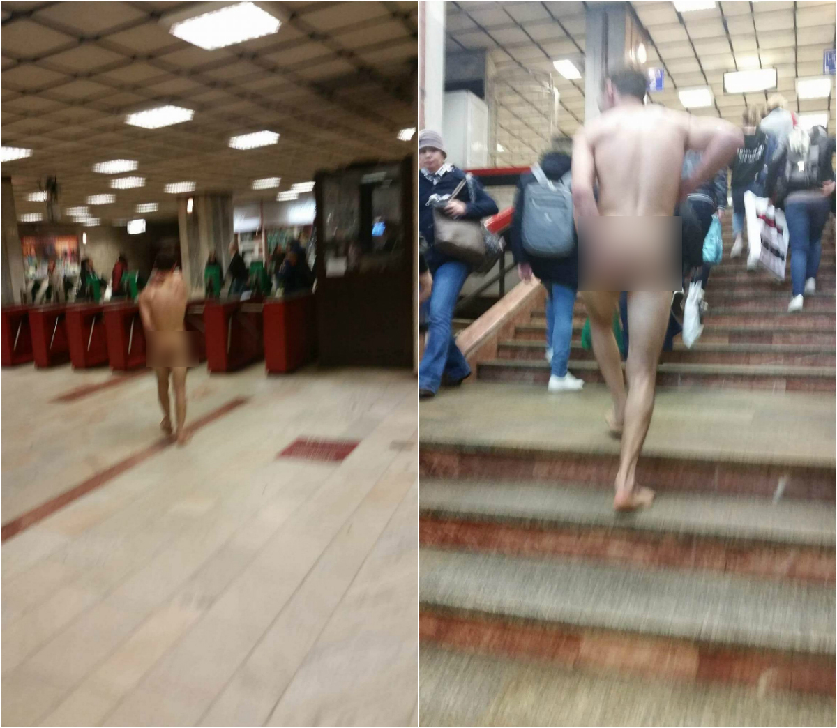 Bărbatul a fost fotografiat de către alţi pasageri