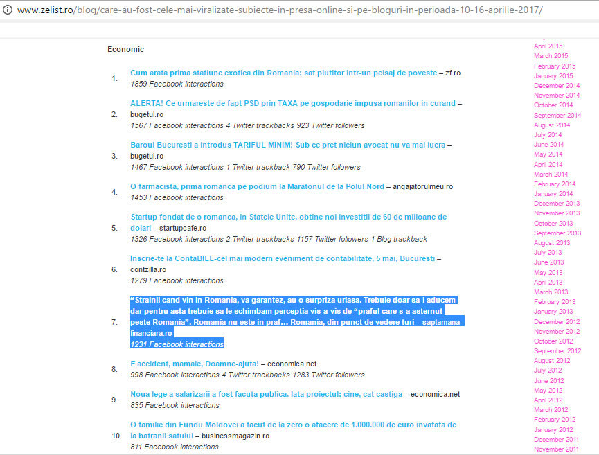 Săptămâna Financiară a reuşit să se claseze pe primele poziţii dintr-un top realizat recent