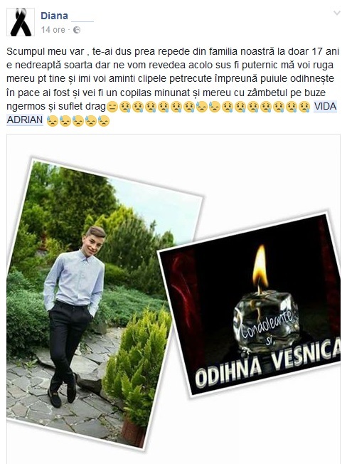 Mesajul sfâşietor al verişoarei lui Adrian, băiatul găsit înecat
