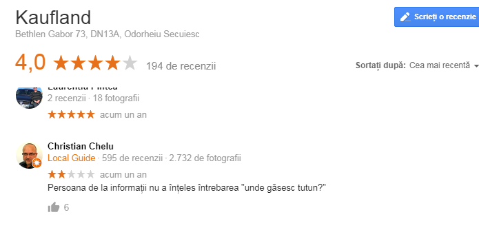 Recenzii Google Kaufland Odorheiul Secuiesc