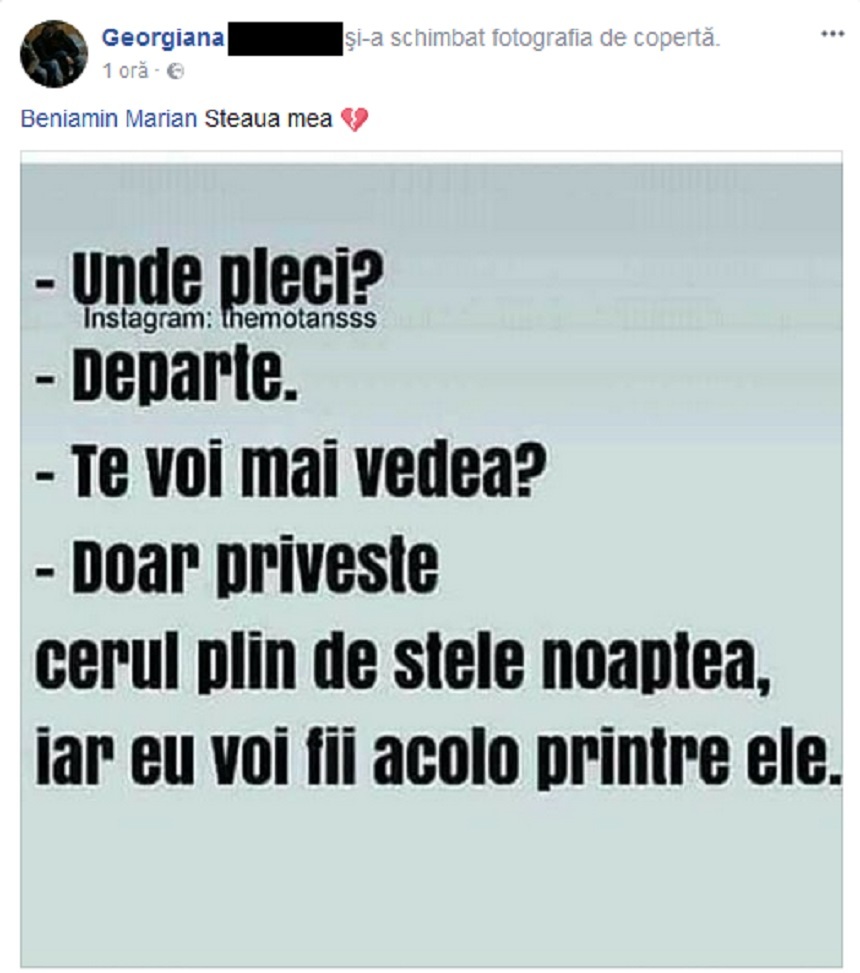 Georgiana, iubita lui Beniamin, a scris în dreptul imaginii de mai jos: