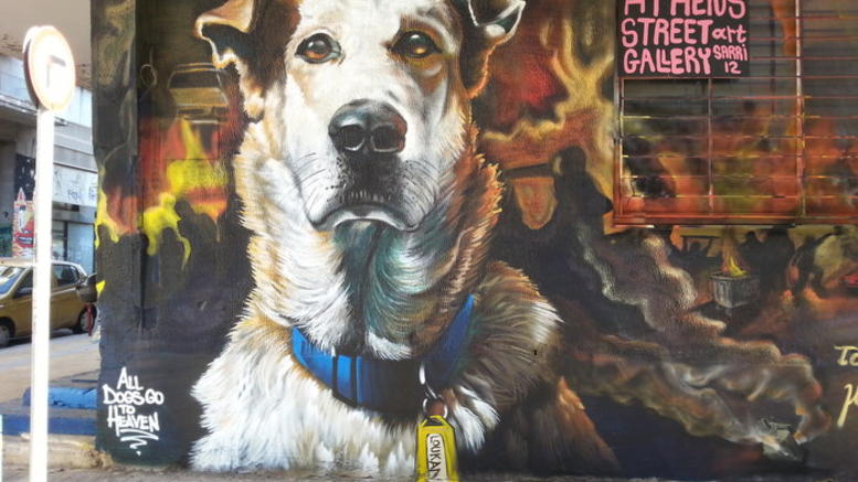 Dupa ce a murit, Loukanikos a fost desenat in mai multe locuri din Atena