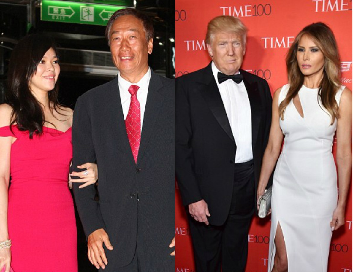 Atât Terry Gou, cât şi Donald Trump sunt în prezent însuraţi cu femei mai tinere decât ei cu 24 de ani