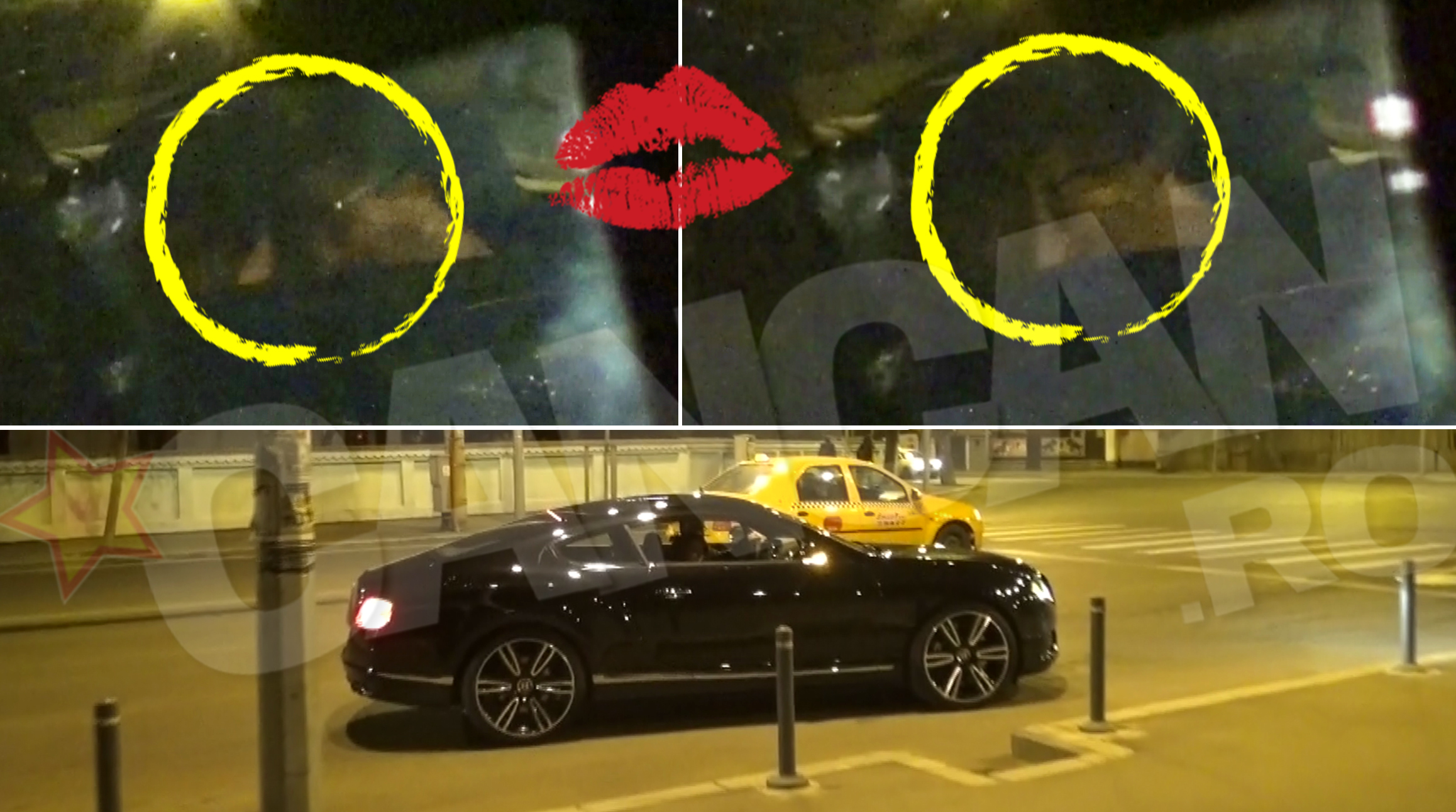 Nepăsători că sunt înconjuraţi şi de poliţie, şi de paparazzi, Oana şi Talpă Iute s-au pupat ca-n filme