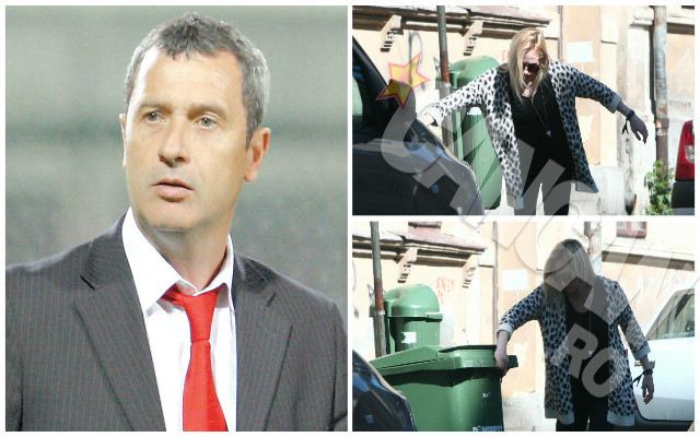 Luana , fiica lui Mircea Rednic trage singură un toberon de gunoi.