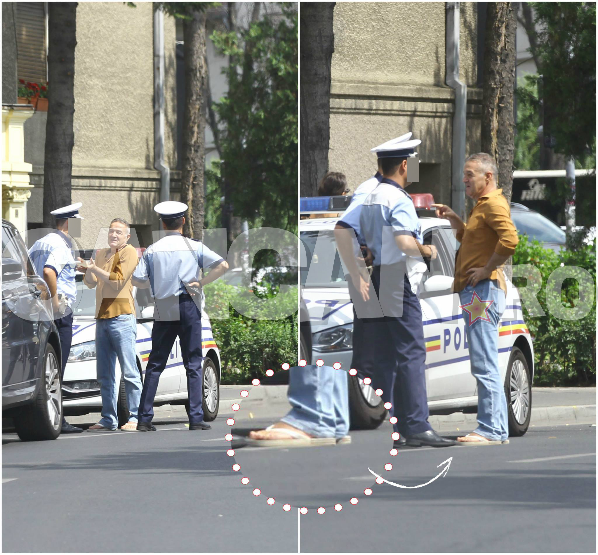 Becali a ieşit din Maybach în... papuci!