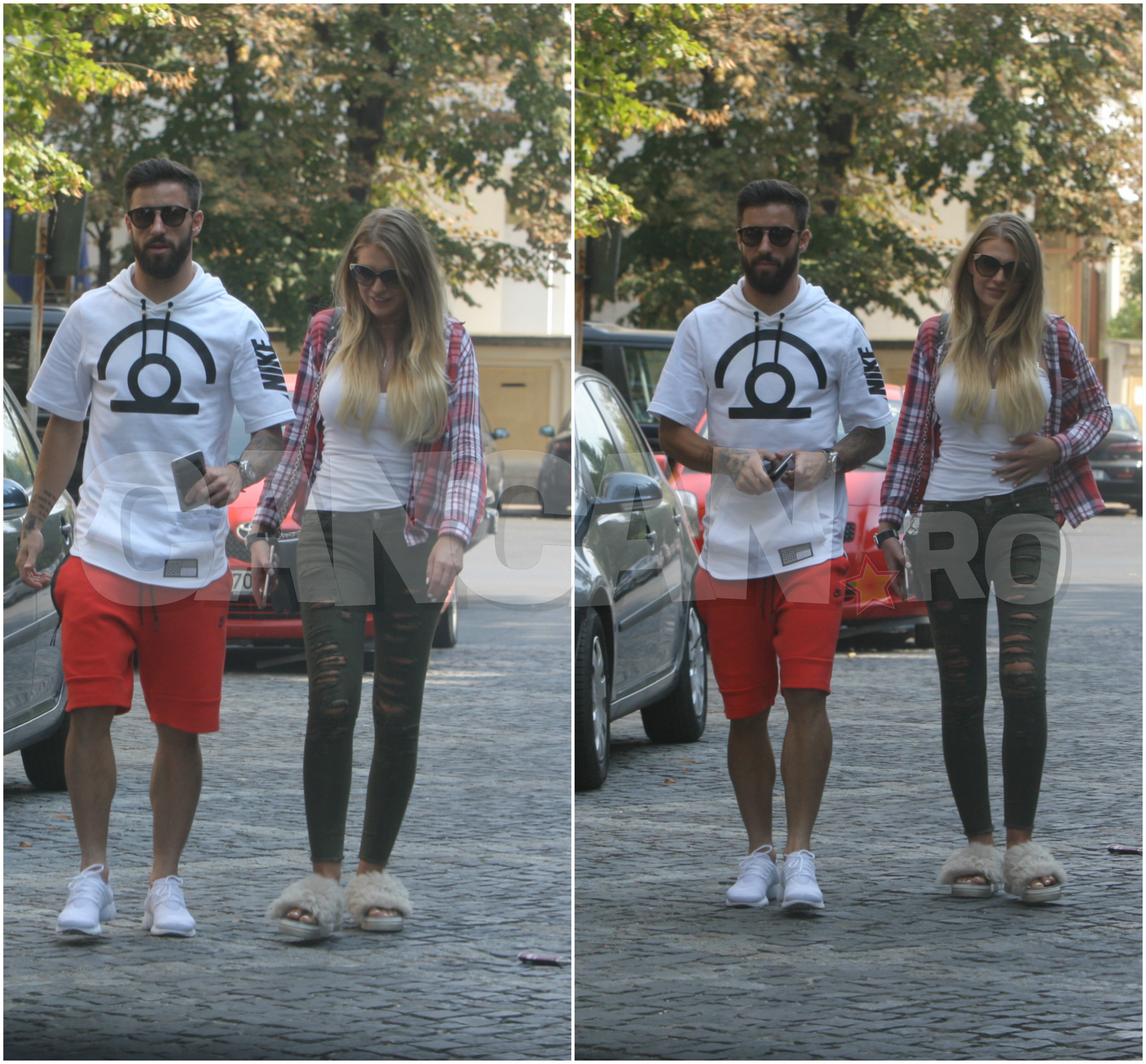 Cei doi soţi s-au bucurat în linişte de o ieşire în oraş.