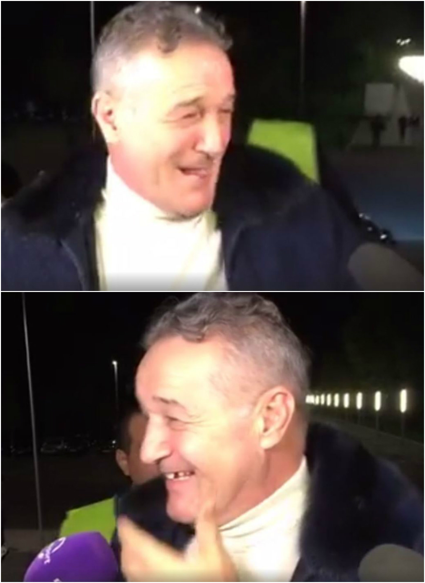 Gigi Becali a avut parte de un moment amuzant, atunci când toată lumea a observat că a rămas fără dinţi