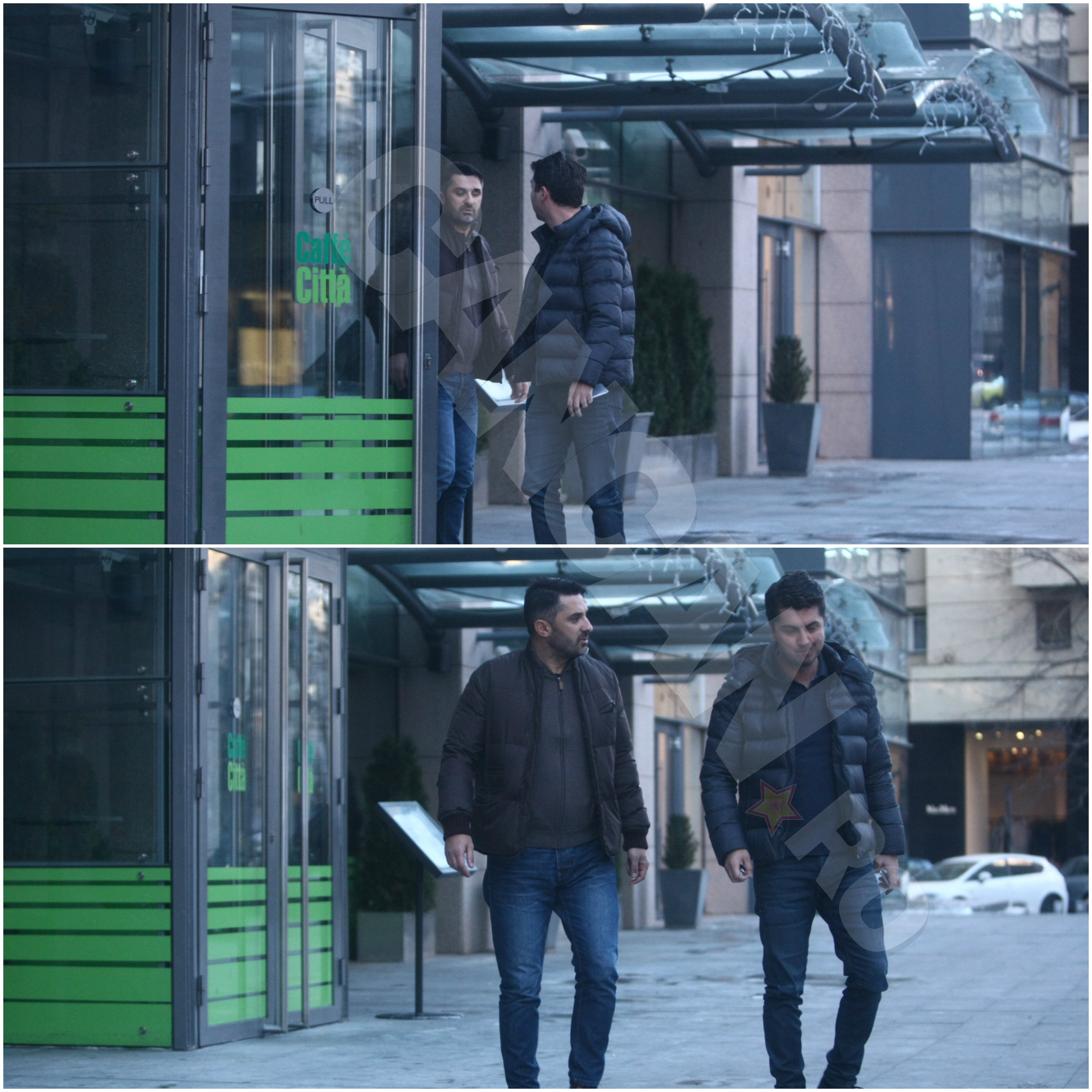 Claudiu Niculescu şi Bogdan Ivanof au discutat intens în stradă. Pariorul a făcut o grimasă, semn că nu îi convenea ce îi spunea Niculescu