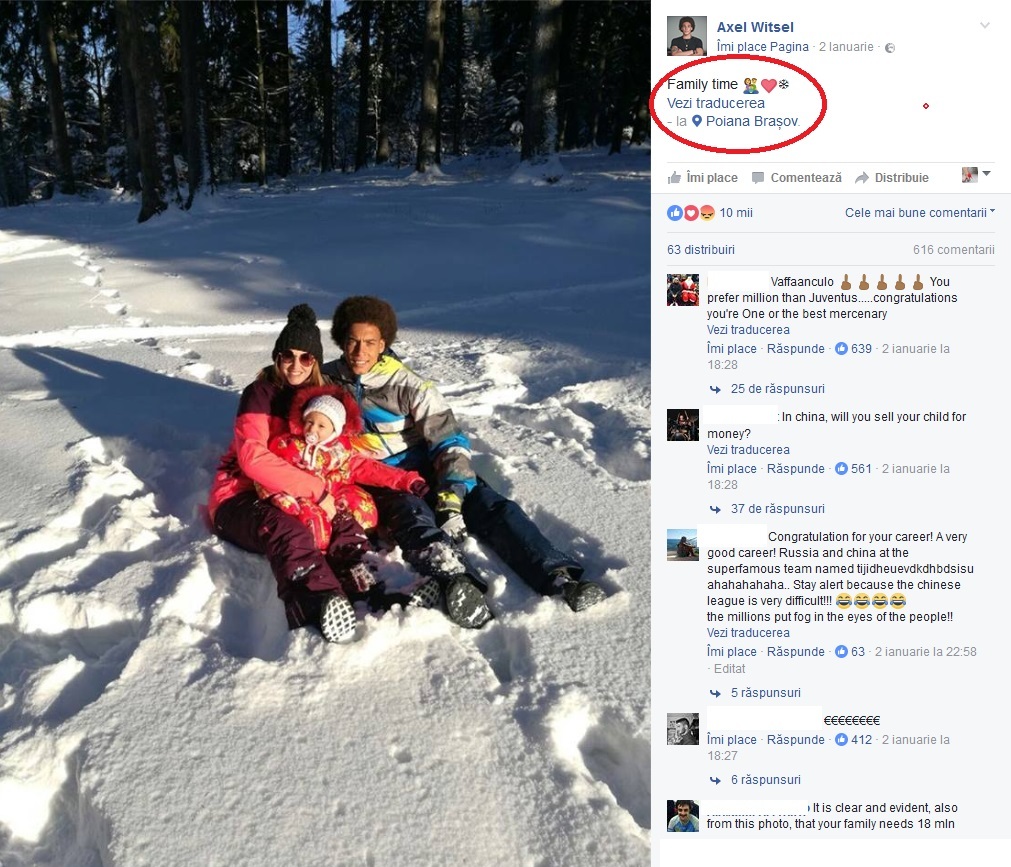 Fotbalistul Axel Witsel, împreună cu soţia şi copilul