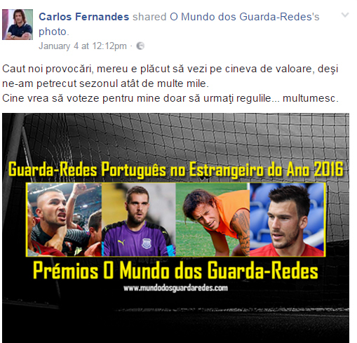 Carlos postează pe pagina sa de Facebook şi mesaje în limba română