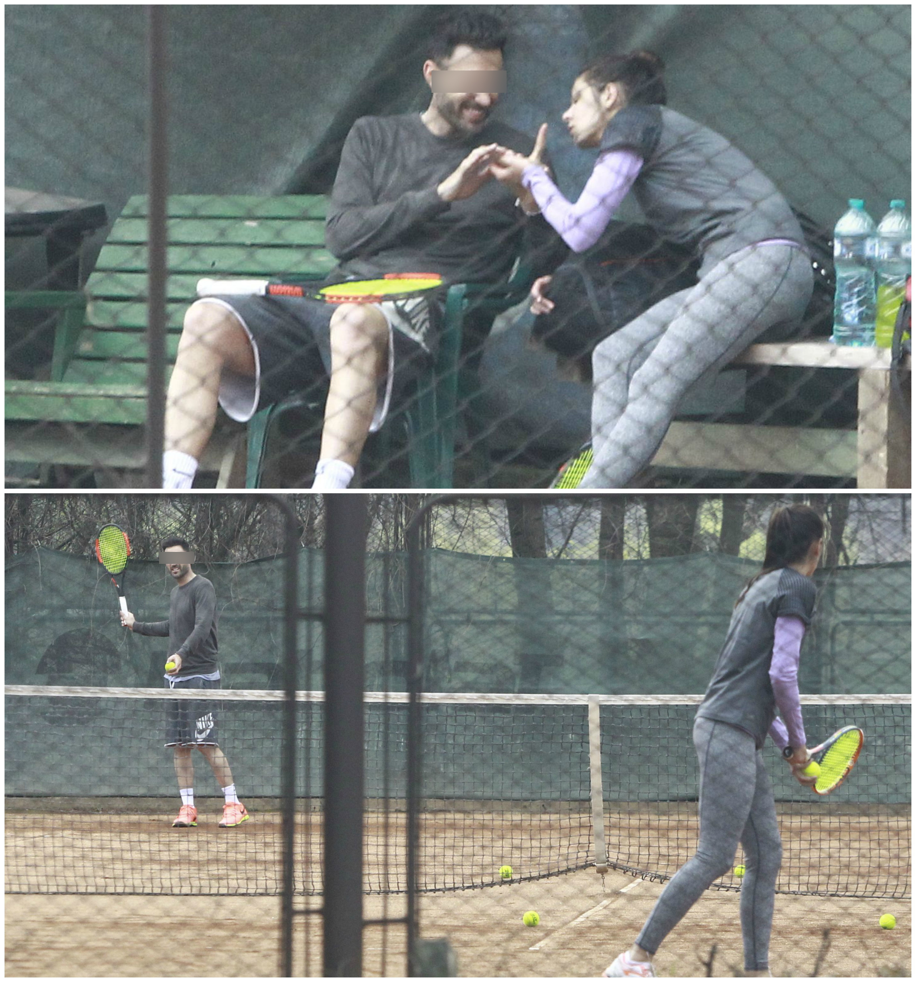 După ce au petrecut minute bune pe bancă, zâmbind cu gura până la urechi, cei doi îndrăgostiţi s-au pus serios pe treabă pe terenul de tenis.