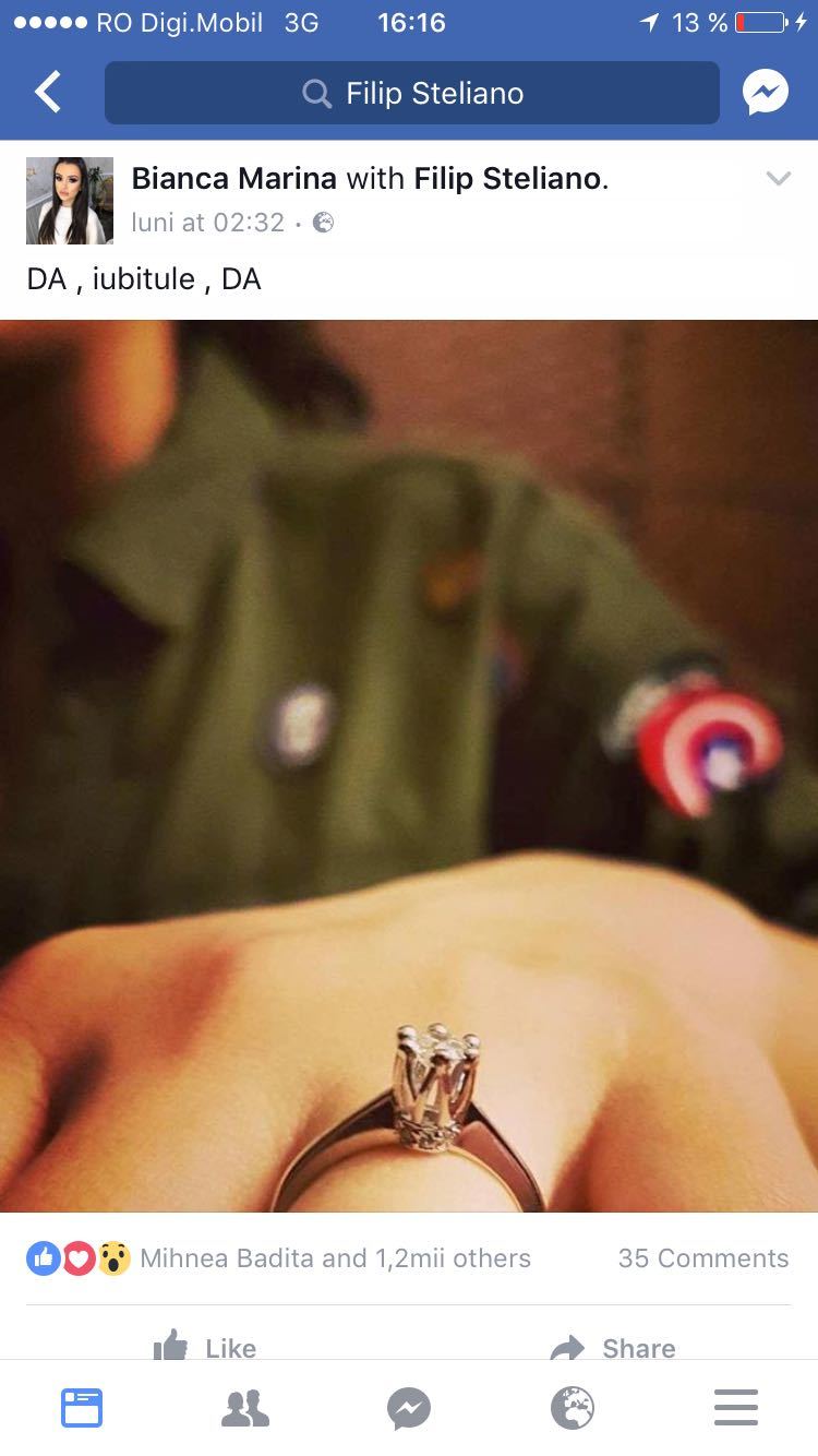 Bianca Marina le-a arătat tuturor inelul de logodnă de la Steliano în urmă cu numai două zile