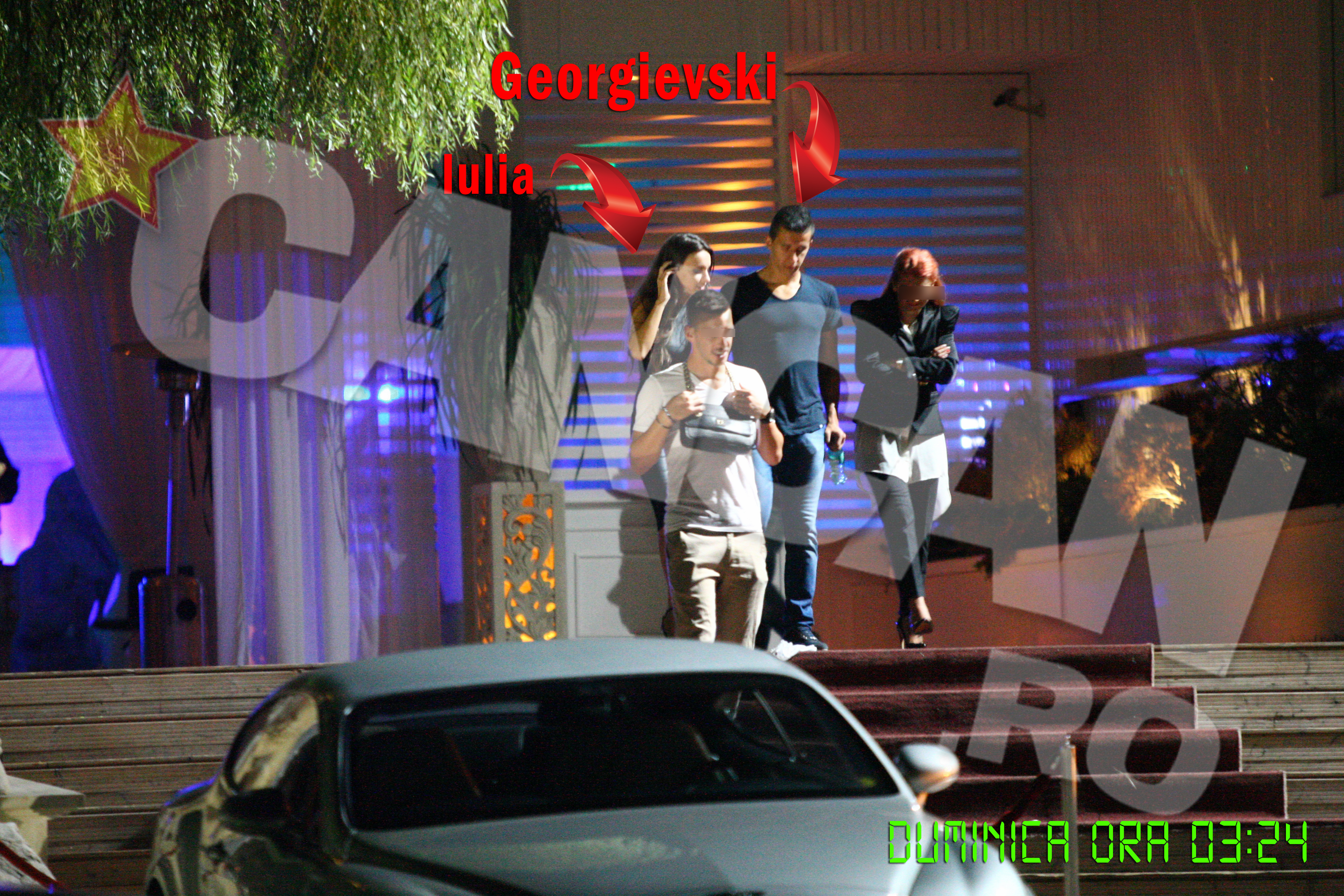 Dupa o noapte in care nu a baut decat apa plata si a fumat narghilea, stelistul a plecat cuminte acasa, cu iubita lui, Iulia