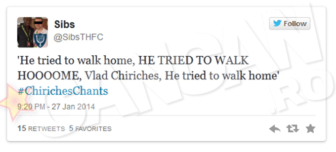 Suporterii lui Tottenham au dat exemplu de multa inventivitate si i-au compus romanului un cantec