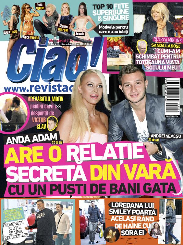 Revista Ciao! a dezvaluit in exclusivitate noua realatie amoroasa care si-a facut loc in viata Andei Adam, in numarul de pe piata.