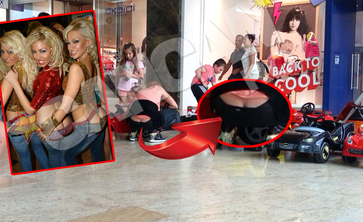 Cand s-a aplecat sa se joace cu cea mica, Rocsana si-a dezgolit aproape total posteriorul