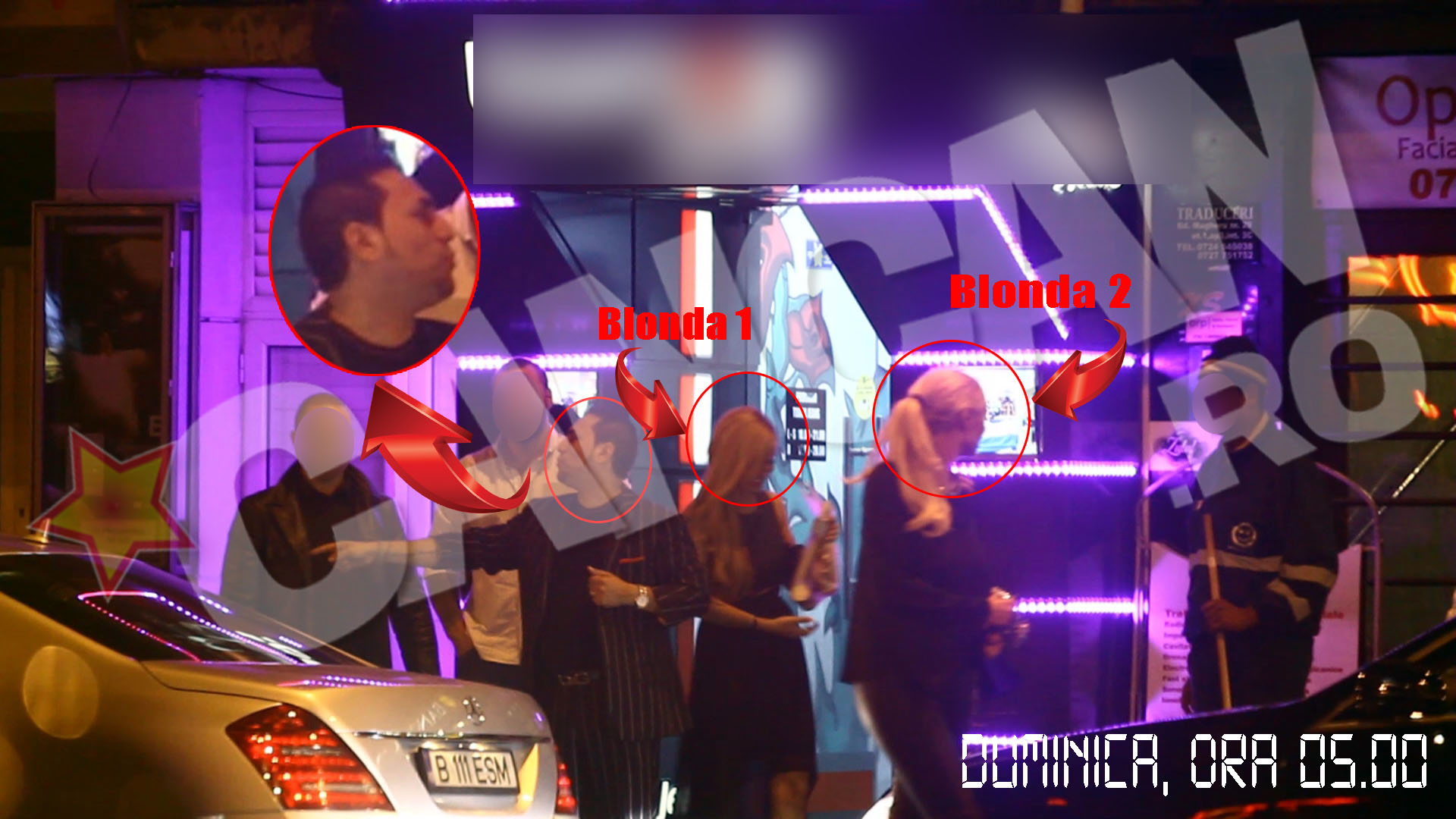 Manelistul iese din club tot in compania celor doua blonde