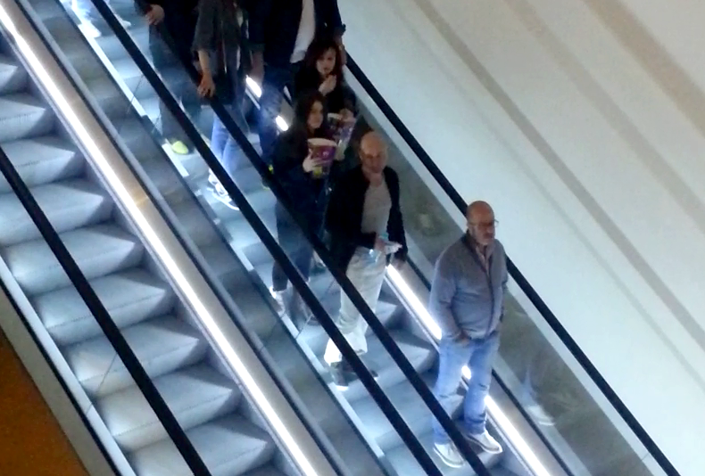 Cei trei coboara la spre sala de cinematograf