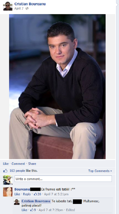 Boureanu si feita isi fac declaratii de dragoste pe facebook