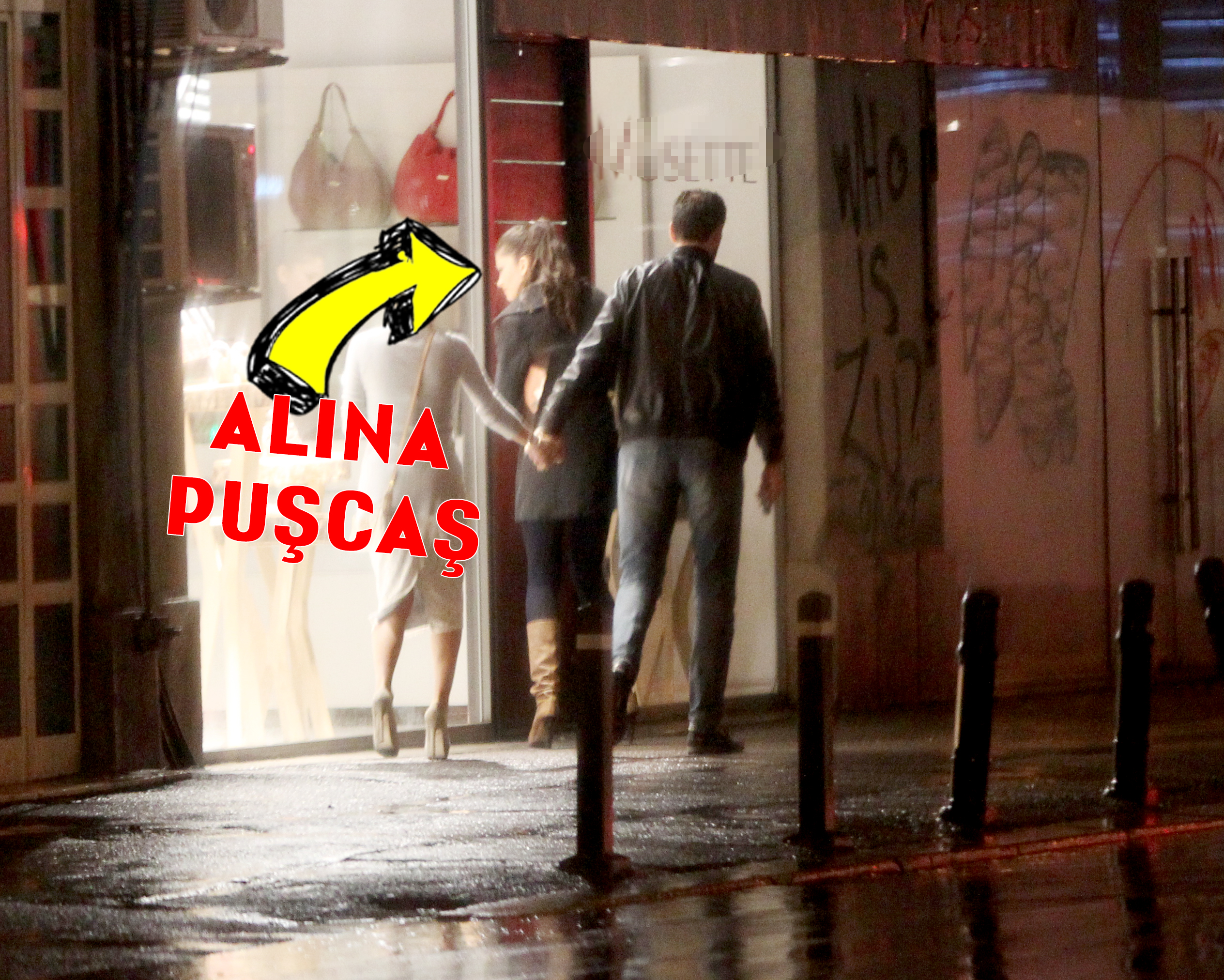 La plecarea din club, vedeta a mai zabovit cateva clipe in fata magazinelor de pe Calea Victoriei