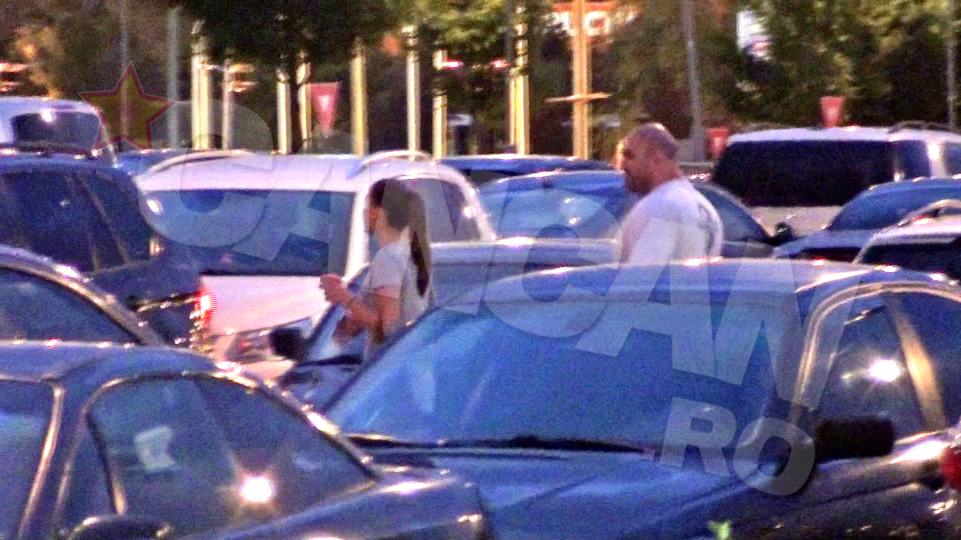 Cei doi se indreapta spre limuzina, garda de corp mergand cu cativa pasi un urma 