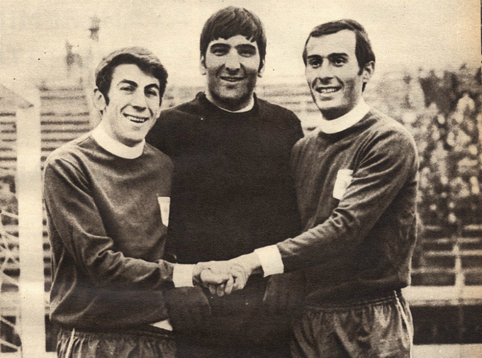 Nicolae Lupescu (stanga) alaturi de Rica Raducanu si Dan Coe, trei dintre cei mai mari jucatori pe care i-a avut Rapidul