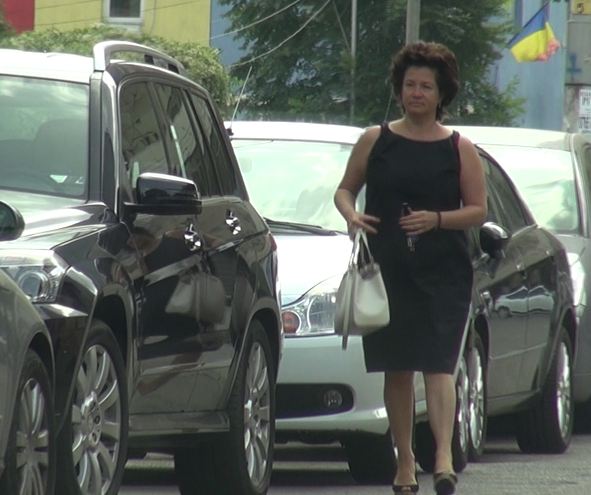 Dupa mai bine de o ora la avocat, Liana Voiculescu s-a intors la masina si a plecat spre casa