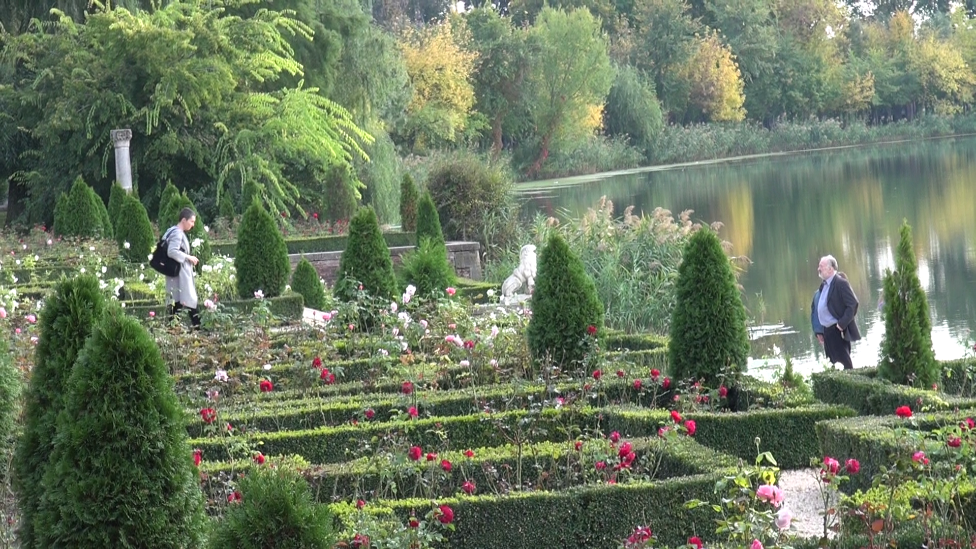 Cei doi au coborat printre trandafirii infloriti