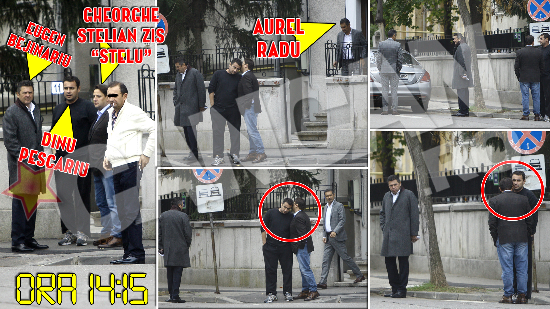 La iesirea din vila in care se afla biroul lui Remus Truica, oamenii de afaceri au continuat cu o scurta sedinta in mijlocul strazii.