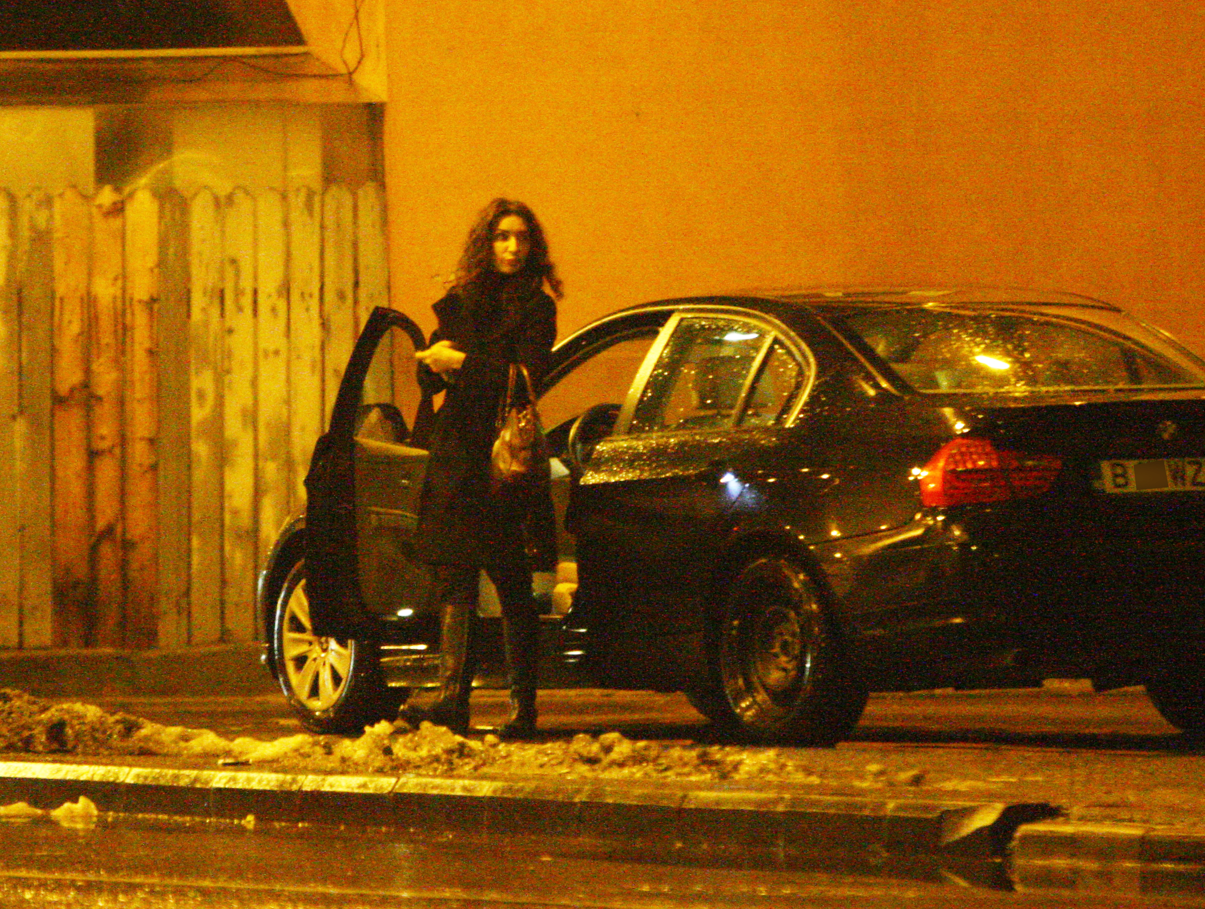 Iubita lui Dinu Gheorghe ajunge la resedinta ei si coboara din masina