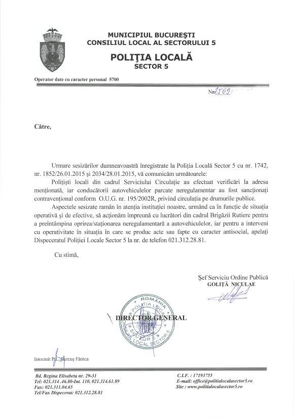 Politia Locala Sector 5 sustine ca a amendat soferii care au ocupat trotuarul