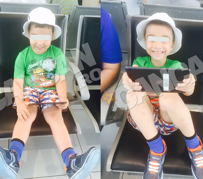 Cei mici au asteptat imbarcarea delectandu-se cu cate o tableta