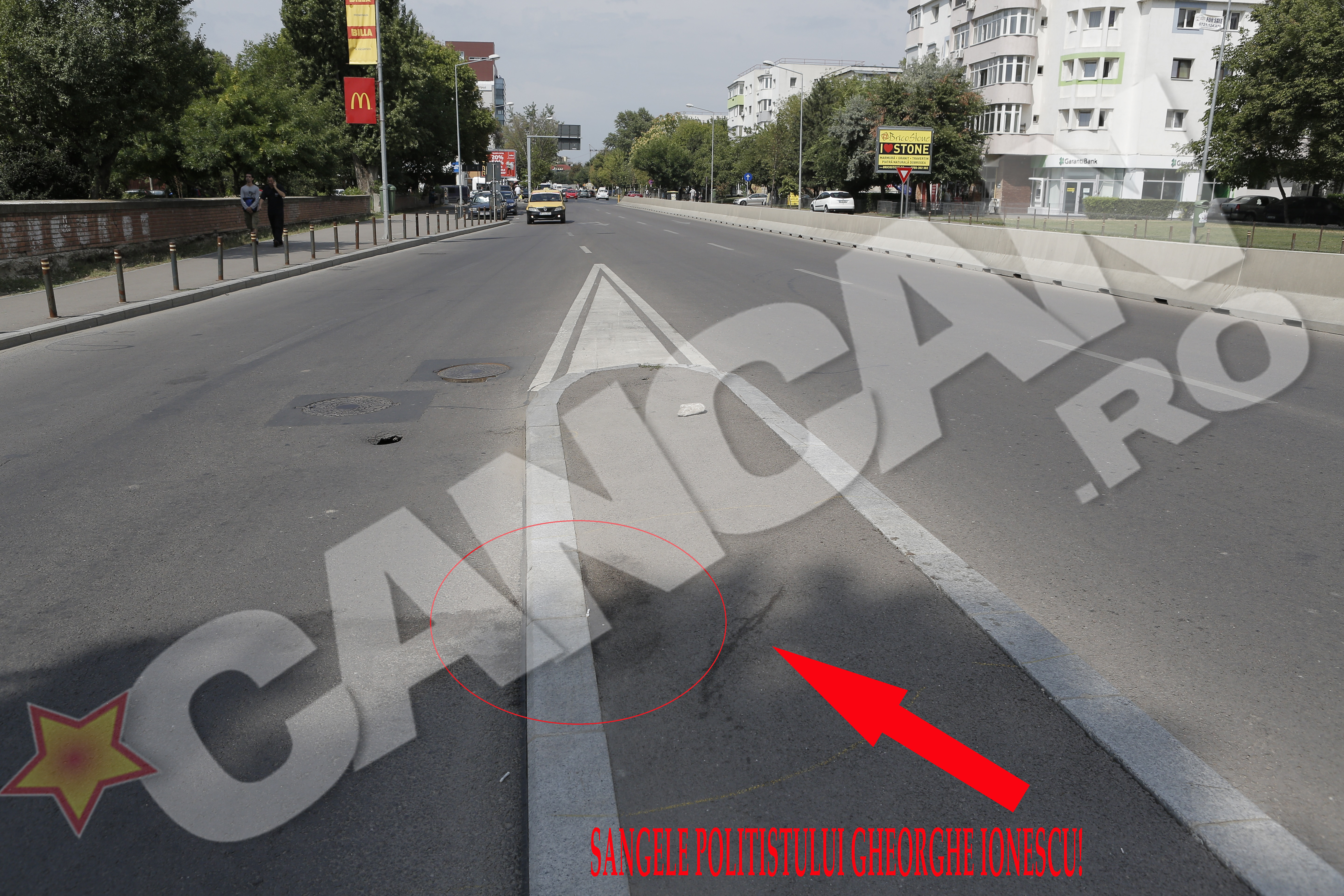 Sangele politistului Ionescu Gheorghe inca se vede pe asfalt